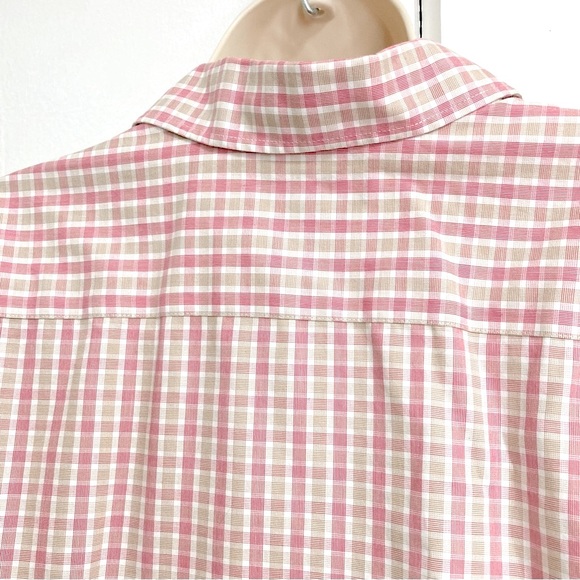 LANDS END Checkered Button Down Pink No Iron Shirt Blouse Womens Size 16 - Picture 10 of 14